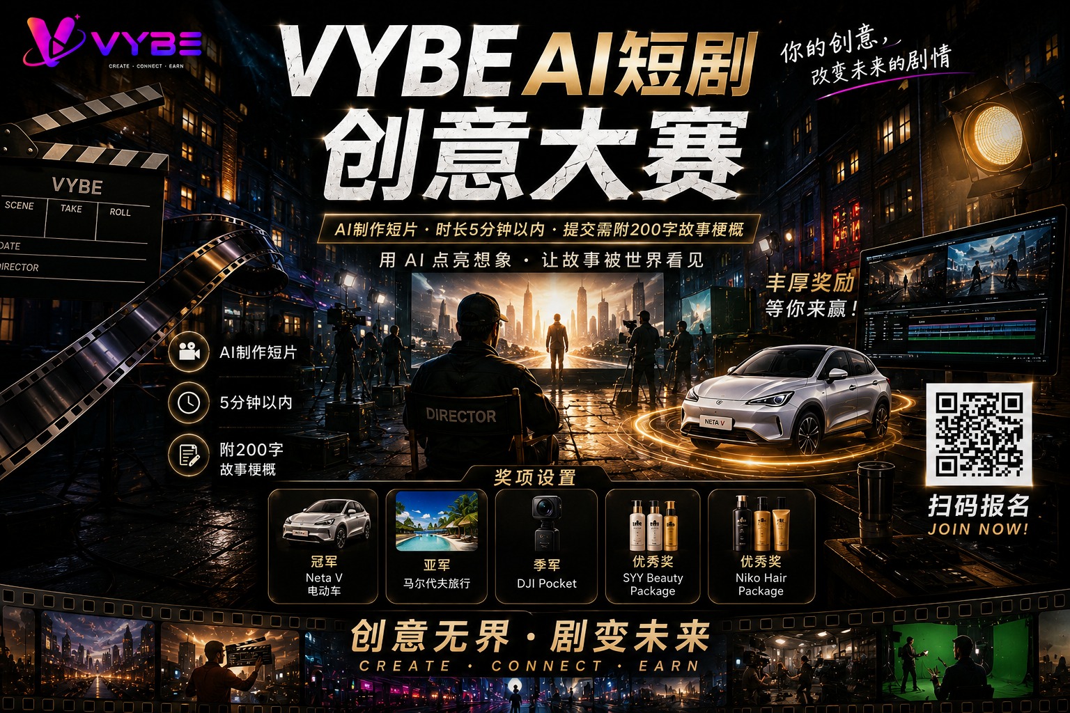 不用摄影棚也能拍短剧，VYBE AI短剧创意大赛全民开抢